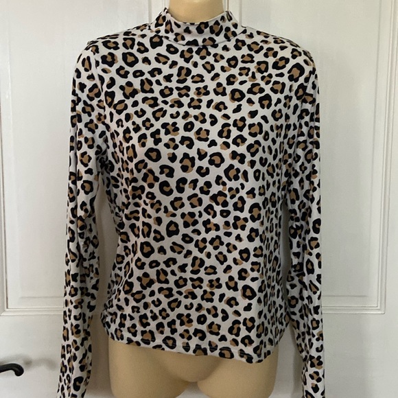 Gaze Animal Print Mock Turtleneck Sz M - Picture 1 of 8